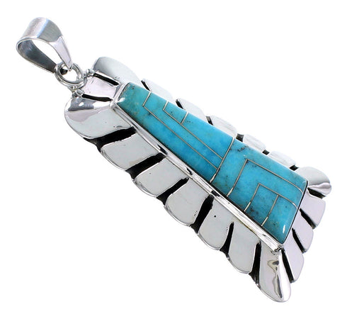 Silver Jewelry Turquoise Inlay Slide Pendant BW71036